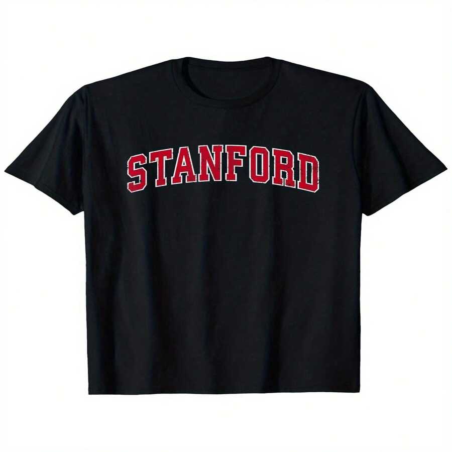 Stanford California CA Vintage Sports Design Red Design T-Shirt, Suitable For All Men And Women Outdoor Short-Sleeved T-Shirts In All Seasons, Ready To Wear 100% Cotton, S-XXXL - 黑與白 - 查看 1