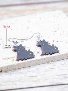 1 đôi bông tai mặt dây chuyền acrylic hình mèo ma cà rồng hoạt hình 2D phẳng, kiểu dáng tối giản thanh lịch dành cho nữ, phù hợp để đeo hàng ngày và đi nghỉ mát. - đen - Xem 6