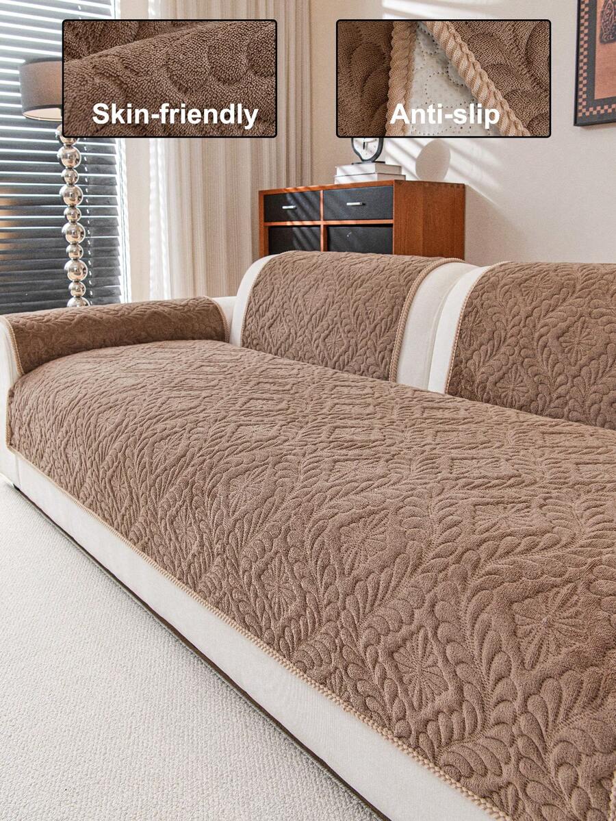 1 buah Sarung Sofa Tahan Air, Bernapas & Lembut, Dapat Dicuci dengan Mesin, Ramah Hewan Peliharaan, Tahan Lama untuk Semua Musim, Cocok untuk Sandaran Tangan dan Sandaran Punggung Sofa 1/2/3/4 Dudukan - Coklat - View 1