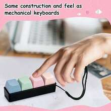 Stress Relief Gift 4-In-1, Keyboard Fidget Clicker With Keychain, Portable Decompression Button Toy For Office Travel, Anxiety Relief Gadget For Adults - Black+Pink - View 9