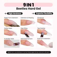 Beetles HEMA-Free Hard Gel For Nails - 9 In 1 Clear & Jelly Nude UV LED Sculpting Gel, Nail Extension & Repair With Flat Brush, High Hardness Manicure For Pros & Women - 1 chiếc thạch hồng không chứa HEMA - Xem 3