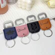 Custom Engraved PU Leather Bottle Opener Keychain, Personalized Beer Bottle Opener Keychain With Name/Text, Portable Stainless Steel Bottle Opener Keychain, Unique Gift For Him, Dad, Husband, Birthday And Father's Day - Multicolor - View 3