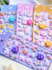 3D Schaumstoff Aufkleber, Corgi, Fuchs, süße Pfirsich Aufkleber, DIY Scrapbooking, Tagebuch, Wasserflasche, Handyhülle, dekorative Aufkleber - Verschiedenfarbig - Übersicht 2