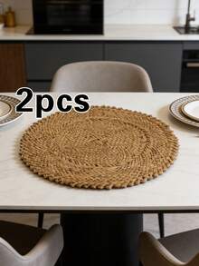 1/2/4pcs Rustic Style Placemats, Minimalist Fashion Tablemats, Coffee Machine Pads, Non-Slip Heat-Resistant Coasters, Suitable For Wedding Party, Holiday Celebration, Picnic Camping, Birthday Banquet Table Decor - Multicolor - View 13