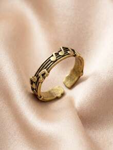 1 chiếc nhẫn bạc cổ điển khắc ký hiệu âm nhạc, thiết kế nhẫn hở cá nhân hóa dành cho nữ. - Bạc - Xem 13