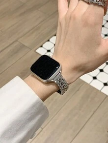 1条银色女士Y字形水钻锌合金蝴蝶扣表带，兼容 Series 1/2/3/4/5/6/7/8/SE/Ultra，尺寸可选38mm/40mm/41mm/42mm/44mm/45mm/46mm/49mm，适合春、夏、秋、冬四季，办公、运动、派对、约会等场合，是送给妻子、母亲、情侣、女友的优雅礼物，佩戴方便，时尚百搭，价格实惠，与官方表盘无色差，不褪色，防过敏。 - 銀色 - 查看 4