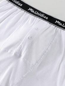 1pc Plus Size 1XL-6XL Men's Boxer Briefs With Front Opening, Letter Waistband Design, Mid-Length Men's Underwear Shorts - White - View 5
