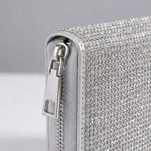 Glam Strass Woven Clutch Wallet For Women Money Wallet Mini Wallet Purse Wallet Small Wallet Cute Wallet Travel Essential - Black - View 6