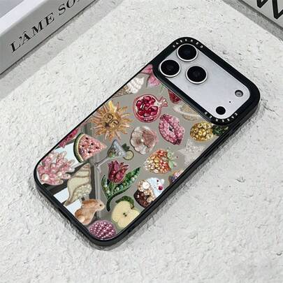 Funda de teléfono con espejo multifuncional bordada con patrones múltiples, minimalista, antideslizante y versátil, protectora y no amarillenta, adecuada para Apple AIR/17proMax/17pro/17/15ProMax/15Pro/15Plus/15/XSMax/XR/X/7Plus/7/16ProMax/16Pro/16Plus/16/14ProMax/14Pro/14Plus/14/13ProMax/13Pro/13/12ProMax/12Pro/12/11ProMax/11/15ProMax/Ultra Series