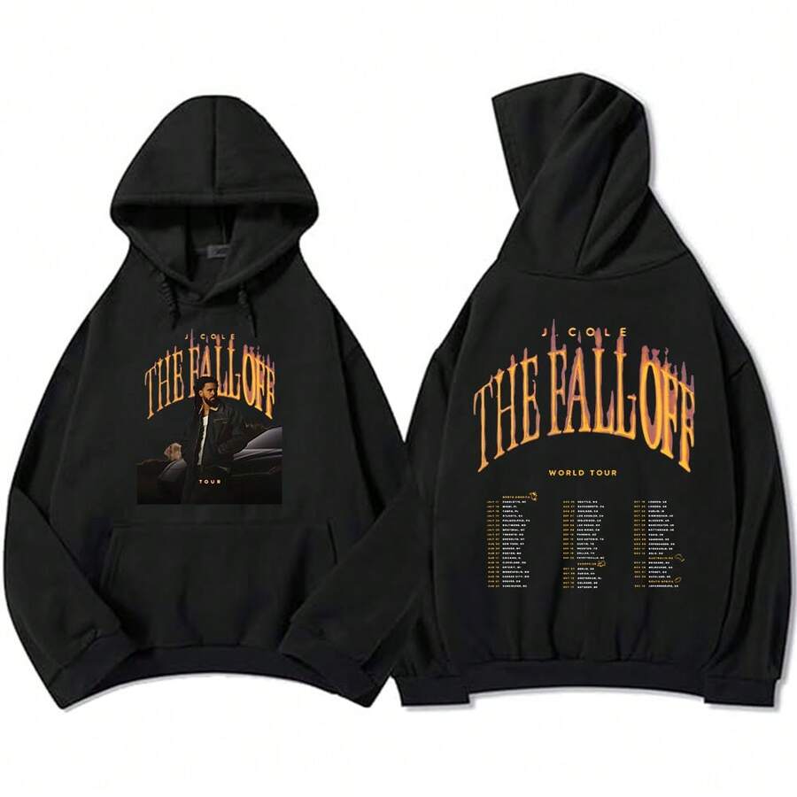 THE FALL OFF World Tour 2026 Hoodies J. COLE Rapper Design Graphic Sweatshirt Long Sleeve Fleece Hooded Pullovers Print Clothing - 500993-đen - Xem 1