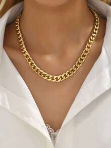 1 件奢华时尚嘻哈独特复古钻石美元符号吊坠长项链、毛衣链、连帽衫链、男女通用 - 金黃色 - 查看 10