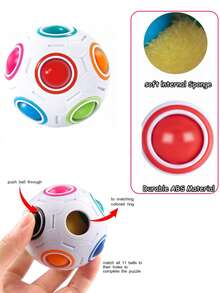 12-Hole Rainbow Ball Magic Cube, Fascinating Rainbow Cube Ball, Fun Magic Ball & Stress Relief Toy For Adults - View 6