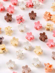 100个/包 彩色随机花朵迷你发夹，时尚清新简约可爱女孩发饰，适合日常使用 - 彩色 - 查看 5