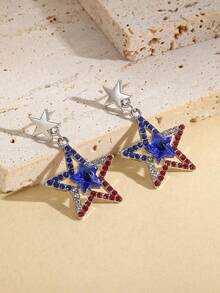 American Independence Day Star-Shaped National Flag Earrings, Independence Day Earring Pendant - Multicolor - View 1