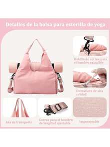 Women's Gym Bag, Large Capacity Handbag, Yoga Bag, Yoga Mat Shoulder Bag, Lightweight Fabric Hobo Tote Bag, Foldable Travel Bag, Suitcase - 火山灰 - 查看 4