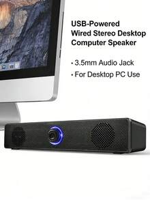 1pc Wired Computer Speaker, Desktop Home/Office Laptop Stereo Surround Sound Speaker With Subwoofer, Suitable For Home, Office, Gaming, Music - View 1