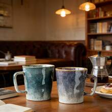 Cốc sứ tráng men cổ điển 400ml với họa tiết dòng nước chảy, cốc sứ dung tích lớn, cốc đôi cùng kiểu, cốc nước cao cấp dùng được trong lò vi sóng, thích hợp cho gia đình và bữa sáng. - Nhiều màu - Xem 12