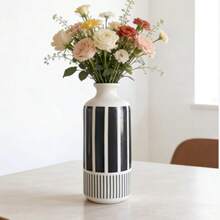 Ceramic Vase With Black Stripes, Simple Vase For Party Decoration - Western-style Bottle - View 11