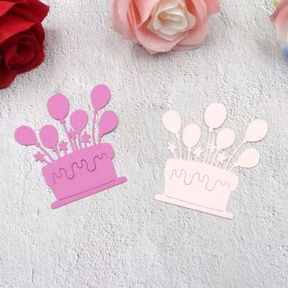 1pc Birthday Cake Decoration Scrapbooking Cutting Die, Birthday Balloon Cake Embossing Mold Cutter, Suitable For Holiday Scrapbooking Paper Craft Knife Mold, Handmade Card Making DIY, Elegant Scrapbooking, Wedding, Birthday, Valentine's Day Card, Easter Card, Applicable For Handmade DIY Scrapbooking, Invitations, Gifts