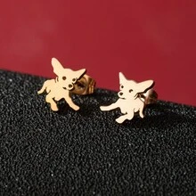 1 Pair Of Stainless Steel Puppy Cartoon Earrings, Cute, And Fashionable Stud Jewelry, Wedding Party Gift For Men/Women - GED742 - View 6
