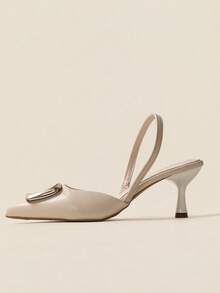 Nuevos zapatos de tacón alto de punta fina y diseño de espalda abierta, versátiles para uso en fiestas - Albaricoque - Ver 4