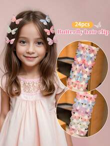 24pcs Colorful Gradient Chiffon Butterfly Hair Clips - Multicolor - View 7