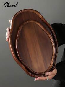 shoxil 1 Stück asymmetrisches Kosmetik-Organizer-Tablett aus Holz, dunkles Holz mit hohen Kanten, multifunktionales Tablett für Kosmetik, Schmuck, Parfüm, Couchtisch, Badezimmer und Eingangsbereich - Tablett - View 10
