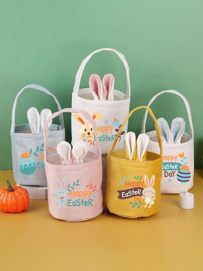 Easter Bunny Handbag With Rabbit Ears, Easter Basket Party Gift Box, Egg Packaging Bag, Candy Bag For Easter Party Decorations