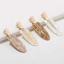 4pcs Gold Acetate Side Bangs Seamless Hair Clips For Women - Multicolor - View 8