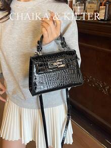 Túi xách nữ thời trang họa tiết vải thiều mùa hè mới, dây đeo vai điều chỉnh được, trang trí tối giản màu trơn với phụ kiện kim loại cao cấp, phù hợp cho công sở. - màu đen - Xem 7