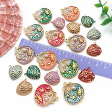 2 chiếc mặt dây chuyền hình vỏ sò bằng thép không gỉ tráng men, mặt dây chuyền kim loại hình vỏ sò màu vàng, thích hợp làm vòng tay, móc khóa, trang sức thủ công. - Nhiều màu - Xem 5