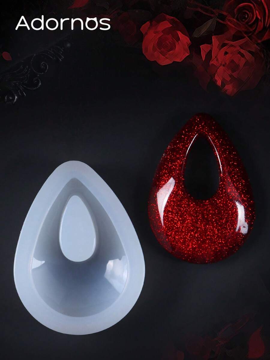 1 Khuôn silicon hình giọt nước rỗng kiểu Gothic dùng làm mặt dây chuyền, mặt dây chuyền epoxy, móc khóa, vòng cổ nhựa, quà tặng thủ công DIY. - trắng - Xem 1