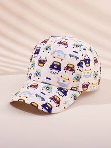 1pc Toddler Boys' Cartoon Car Print Sun Hat, Summer Outdoor Beach UV Protection Bucket Hat, Casual Daily Wear - 1PC Printing - View 1
