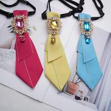 Bow Tie Women's Bow Bow Brooch Shirt Collar Decoration College Style British Korean Versatile Ribbon Collar Flower Tie - 藍色藍鑽 - 查看 2