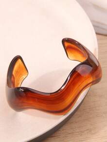 1pc Fashionable European And American Style Acrylic Colorful Jelly Wavy Design Bangle Bracelet, Suitable For Daily Wear, Holidays, Travel, Beach Outfits. Elegant And Timeless Bracelet, Great Gift For Women - Wave-shaped Bracelet - View 12