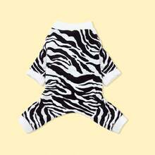 1pc Zebra Pattern Pet Clothes, Lightweight 4-Leg Cat Outfit, Anti-Shedding Pet Apparel For Spring & Autumn - Black and White - View 5