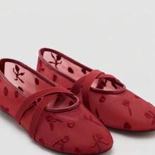 Scarpe con tacco alto da donna, nuove e alla moda ballerine estive con punta arrotondata, rete ricamata con motivi floreali, cinturini incrociati e design traforato traspirante. - marrone - Visualizzare 4