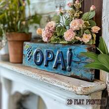 1 Stück 2D flaches einteiliges Vintage-Stil Straßenschild und Plakette mit traditionellem griechischen Ausruf "Opa!". Diese Metallwanddekoration eignet sich für Cafés, Garagen, Bauernhäuser, Veranden, Badezimmer, Küchen. - Mehrfarbig - Übersicht 4