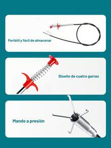1 pieza Gancho limpiador para tuberías de acero de 160/200cm para remover obstrucciones del inodoro y el fregadero de la cocina - 160 cm - Ver 6