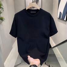 Nueva camiseta popular de manga corta para hombre, de algodón puro de alta calidad, estilo urbano americano de verano, moderna y elegante, holgada y casual para jóvenes. - [Tres 888 antes y después] Negro - Ver 8