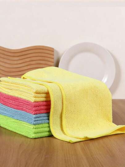 8片装超细纤维厨房清洁布，可用于擦拭、刷洗锅碗瓢盆。