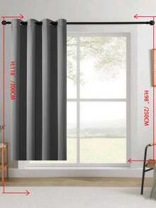 1pc/2pcs Solid Color Polyester Curtains, Energy Blackout Light Blocking Thermal Insulated Curtains For Kitchen, Dining Room, Living Room, Bedroom, Study Room In Black, Deep Grey - Dark Grey - View 53