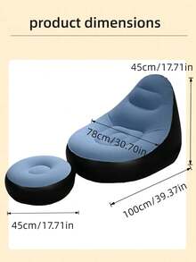 1pc New Inflatable Slouchy Sofa, Foldable Recliner Chair, Camping Outdoor Travel With Footrest Combination, Flocked Fabric Sofa Bed - Multicolor - View 6