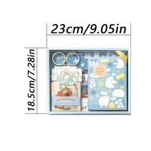 Juego de cuaderno de notas con caligrafía cálida, estilo coreano Ins A6 con cuadrícula, pegatinas, blocs de notas, caja de regalo - 1 Set - Ver 3