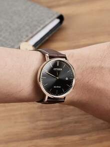 Reloj Citizen para hombre Drive AU1083-13H con correa de cuero marrón - Marrón - Ver 2