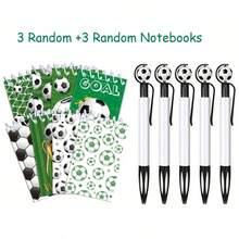 1 Soccer Pen, 1 Soccer Notebook, 1 Soccer Notebook, Soccer Pen Set, Random Soccer Theme Set: Ball Ballpoint Pen And Memo Pad, Mini Spiral Notebook Gift Bag Filling, Suitable For Teacher Classroom Rewards, Birthday And Graduation Gifts - Sets - View 2