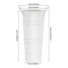 8Pcs White Metal Flower Buckets, Flower Display Buckets, Wedding Flower Display Buckets, Galvanized Metal Vases, 10 Inches Flower Vase With Handles, French Flower Bucket, Rustic Farmhouse Vases For Home Decor Wedding Table Centerpiece - A - 查看 11