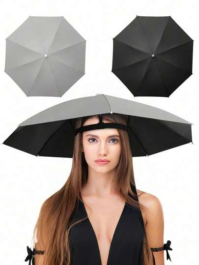 Adjustable Headband Umbrella Hat, Foldable UV Protection Sun Hat, All-Weather Outdoor Cap For Camping, Fishing, Gardening, Hiking, Beach, Unisex,Umbrella
