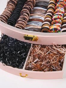 870个多功能棕色发圈，可爱女孩弹力发绳，耐用不伤发，侧刘海夹，简约发夹，适合日常使用和返校季 - 彩色 - 查看 7