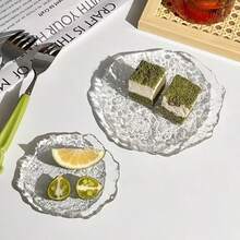 Asymmetrical Glacier Glass Fruit Plate, Cake Dessert Plate, Snack Plate, Small Dish For Desserts And Appetizers, Ins Style - Pink - View 3